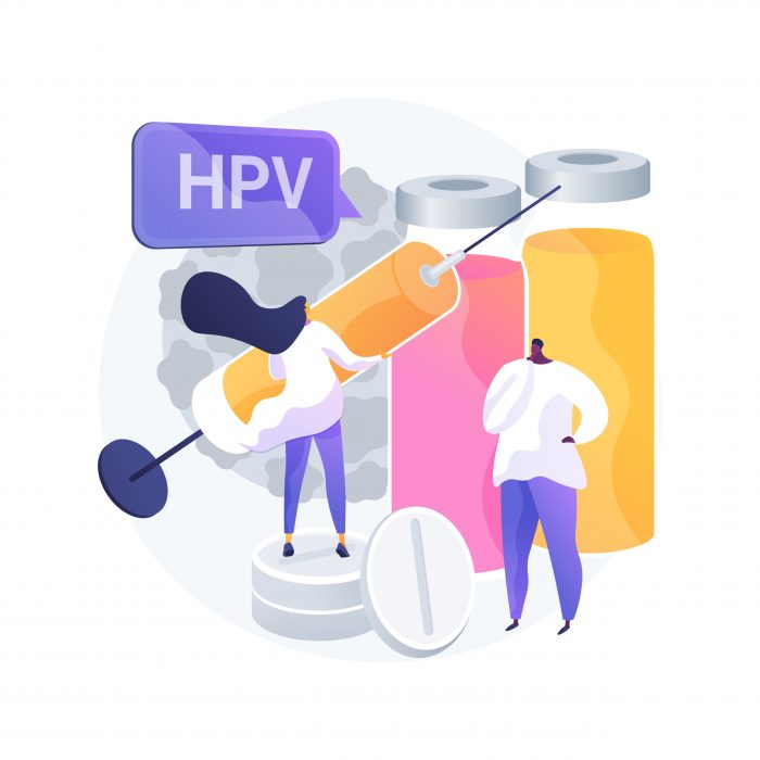 Human papillomavirus treatment abstract concept vector illustration. Human papillomavirus medication, HPV treatment, immune system response, relieve symptoms, removing cells abstract metaphor.